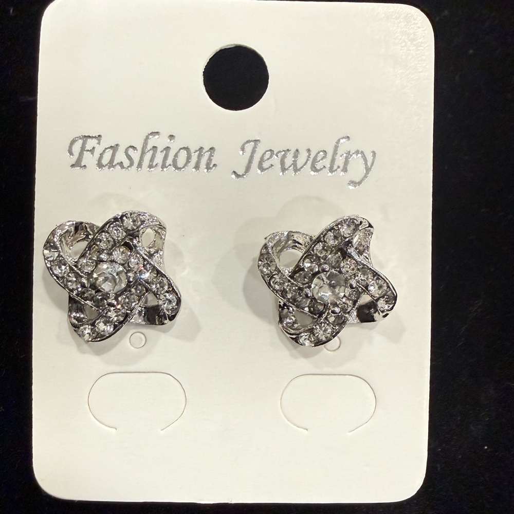 Elegant Silver Tone Knot Earrings
